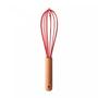 Imagem de Batedor de Silicone para Ovos com Cabo em Bambu Charmy Vermelho 24,5cm - Lyor
