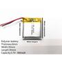 Imagem de Bateria 3,7v 800mah 8mm X 30mm X 30mm  2 Fios Grossa -