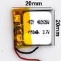 Imagem de Bateria 402020 com 110mah 4mmx20mmx20mm 2 fios 3,7v
