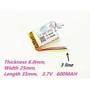 Imagem de Bateria 600 Mah  3,7v  25mm X 35mm X 6 Com 3 Fios
