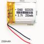 Imagem de Bateria C/ 3,7v 250mah 6mm X 20mm X 25mm 2 Fios 602025