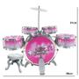 Imagem de Bateria infantil brinquedo musical complto com  banquinho pedal e baquetas rock party rosa