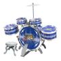 Imagem de Bateria Instrumento Infantil Rock Party com Banquinho Pedal e Baquetas DM Toys DMT6066 Azul