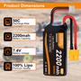 Imagem de Bateria Lipo Crazepony 2S 7,4V 2200mAh 50C - Conector XT60