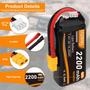 Imagem de Bateria Lipo Crazepony 2S 7,4V 2200mAh 50C - Conector XT60