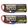 Imagem de Bateria Lipo POVWAY 5200mAh 7,4V 80C com Conector EC3 - Pacote com 2