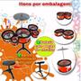 Imagem de Bateria Musical 5 Tambores Brinquedo Infantil C/ Banquinho e Baquetas