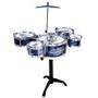Imagem de Bateria musical infantil rocky party completa 5 tambor banqueta grande estilo profissional azul