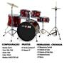 Imagem de Bateria Spanking Pro Fire Vinho Bumbo 22 Completa C/ Ferragem Cromada