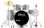 Imagem de Bateria Viper by X-Pro C.Ibañez Silver Sparkle Completa 20,10,12,14 com Ferragens, Pratos e Banco
