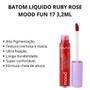 Imagem de Batom Líquido Cor Vermelho Fun Ruby Rose Mood Gloss Labial