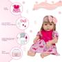 Imagem de Bebê Boneca Reborn Loira Vestido Flamingo Rosa 20 Acessórios