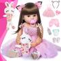 Imagem de Bebe Reborn Boneca Reborn Menina + Bichinho de Pelúcia