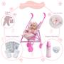 Imagem de Bebe Reborn de Silicone Carequinha Enxoval 14 Itens Carrinho