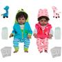 Imagem de Bebê Reborn Gêmeos Casal Negros Roupa Girafinha Jacarezinho
