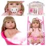 Imagem de Bebe Reborn Loira 46cm Enxoval Completo Carrinho Infantil