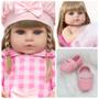 Imagem de Bebe Reborn Loira Barbie 46cm Vestido Rosa Lindos Itens