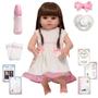 Imagem de Bebe Reborn Menina Gatinha Vestido Branco + Kit Acessórios