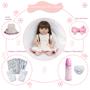 Imagem de Bebe Reborn Menina Gatinha Vestido Branco + Kit Acessórios