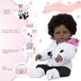 Imagem de Bebe Reborn Menina Negra Panda Cabelo Cacheado Pode Banho