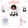 Imagem de Bebe Reborn Recém Nascida Negra Roupa Panda 46cm Completa