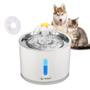 Imagem de Bebedouro Fonte PET Filtro de Agua P/ Gatos Cães Animais de Estimação USB LED 2.4L Aço Inoxidável