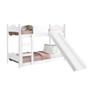 Imagem de Beliche Cama Solteiro Infantil com Escada Escorregador Proteção Lateral Quarto Dormitório Branco
