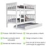 Imagem de Beliche Com Cama Auxiliar 100% MDF Com Grade Protetora e Escada Quarto Moderno Pequeno