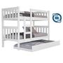 Imagem de Beliche Com Cama Auxiliar 100% MDF Com Grade Protetora e Escada Quarto Moderno Pequeno