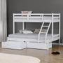 Imagem de Beliche com Cama Casal Slim RB com 02 Gavetas Madeira Maciça Branco Housin