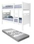 Imagem de Beliche Com Colchão D33 88x188cm para quarto Solteiro MDF C/ estrado em madeira Design Robusto Branco