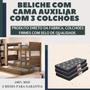 Imagem de Beliche com Escada Cama Auxiliar 100% MDF Reforçada Incluso 3 Colchões Solteiro 188x88cm