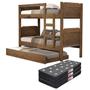 Imagem de Beliche com Escada Cama Auxiliar 100% MDF Reforçada Incluso 3 Colchões Solteiro 188x88cm