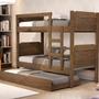 Imagem de Beliche com Escada Cama Auxiliar 100% MDF Reforçada Incluso 3 Colchões Solteiro 188x88cm