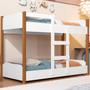 Imagem de Beliche Infantil Cama Crianças MDF Reforçada Juvenil com Escada Proteção Lateral