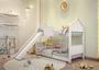 Imagem de Beliche Infantil Casa Branca com Escorregador e Colchões