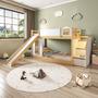 Imagem de Beliche Infantil Montessoriana com Escada,janela,grade Proteção,escorregador, Grade X Garden com LED Casatema