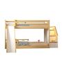 Imagem de Beliche Infantil Montessoriana Garden com Escada Lateral,grade Proteção I e Escorregadore Grade X Du Branco/Natural