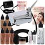 Imagem de Belloccio Professional Beauty Deluxe Airbrush Sistema de Maquiagem Cosmética com 4 Tons de Fundação Bronzeada em Frascos de 1/2 oz - Kit inclui Blush, Bronzer e Marcadores