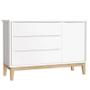 Imagem de Berço Americano e Cômoda Infantil 1 Porta Classic Branco com Pés Madeira Natural  Reller