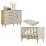 Imagem de Berço Americano e Cômoda Infantil Ludmila Off White Bétula com Colchão Gazin - Carolina Baby