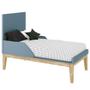 Imagem de Berço Americano E Guarda Roupa Classic 3 Portas Azul Com Pés Madeira Natural - Reller