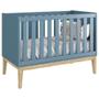 Imagem de Berço Americano E Guarda Roupa Classic 3 Portas Azul Com Pés Madeira Natural - Reller