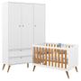 Imagem de Berço Americano e Guarda Roupa Infantil 3 Portas Retro Gold Branco Freijó Eco Wood  Matic