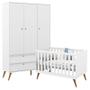 Imagem de Berço Americano e Guarda Roupa Infantil 3 Portas Retro Gold Branco Soft Eco Wood  Matic