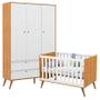 Imagem de Berço Americano e Guarda Roupa Infantil 3 Portas Retro Gold Freijó Branco Eco Wood  Matic