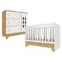 Imagem de Berço Americano Mini Cama com Cômoda Infantil Malu Branco Acetinado Bétula  Carolina