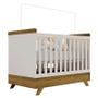 Imagem de Berço Americano Retro Vitória e Guarda Roupa Infantil Emilly 3 Portas Off White Carvalho com Colchão Ortobom - Canaã