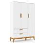 Imagem de Berço Americano Unique e Guarda Roupa 3 Portas Nature Branco Soft Eco Wood  Matic