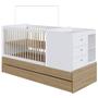 Imagem de Berço Cama Multifuncional Com Auxiliar BB023 Aveiro OAK Branco Comm